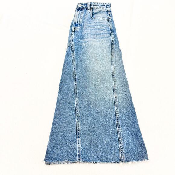 Zara Medium Wash Long Denim Jean Skirt Size Medium - Picture 7 of 8